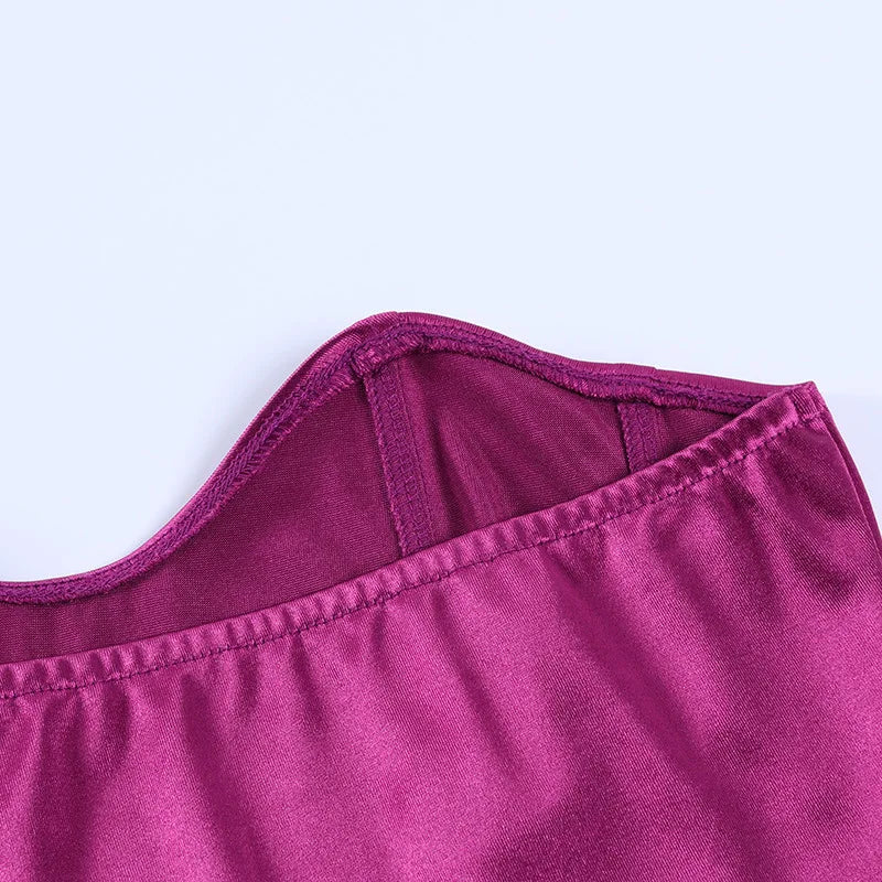 Strapless Satin Corset Tube Top – Solid Color Summer Crop