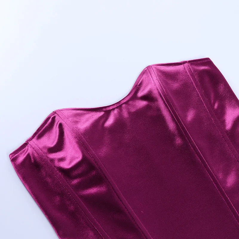 Strapless Satin Corset Tube Top – Solid Color Summer Crop