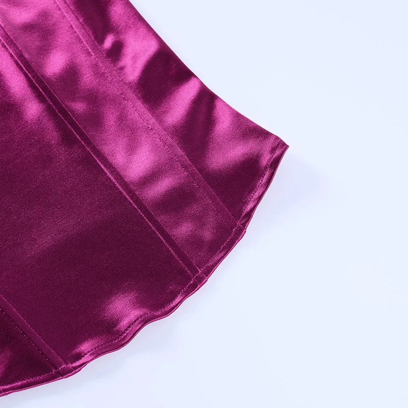 Strapless Satin Corset Tube Top – Solid Color Summer Crop