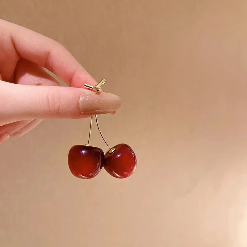 Sweet Red Cherry Drop Earrings – Boho Fruit Inspired Design