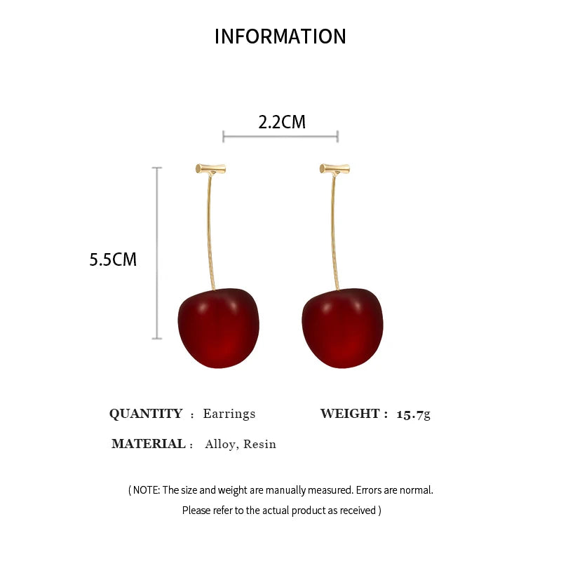 Sweet Red Cherry Drop Earrings – Boho Fruit Inspired Design