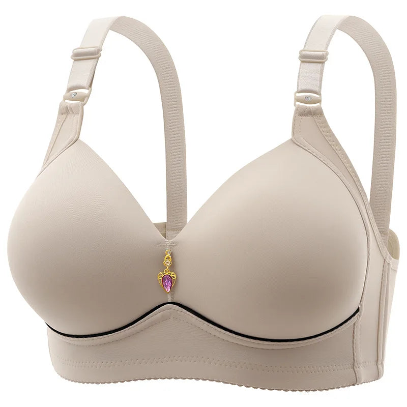 Glossy Thin Cup Wire-Free Bra with Heart Charm