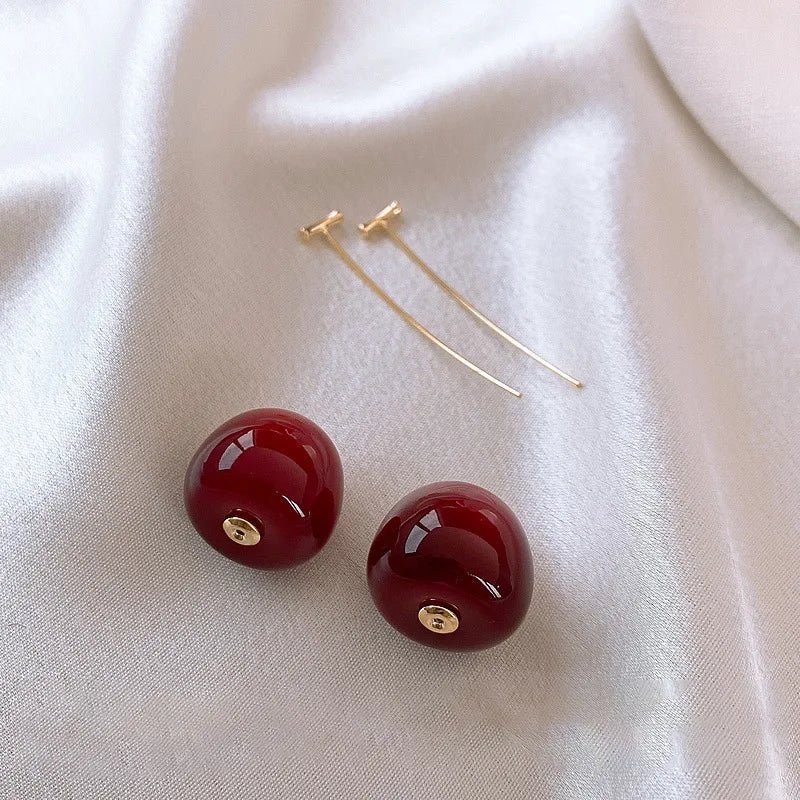 Sweet Red Cherry Drop Earrings – Boho Fruit Inspired Design