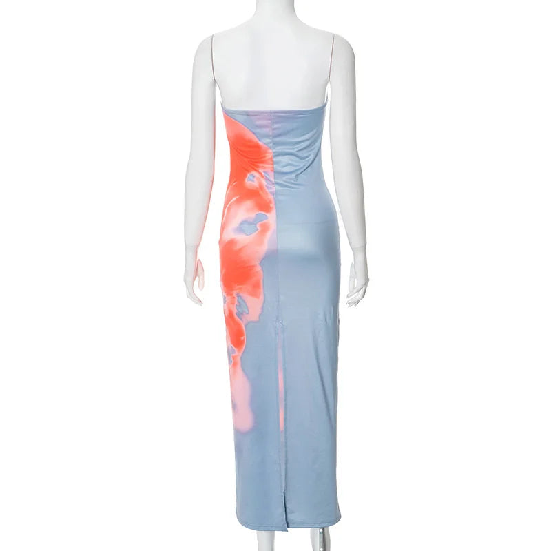 Strapless Printed Tube Maxi Dress – Bodycon Beach Sundress