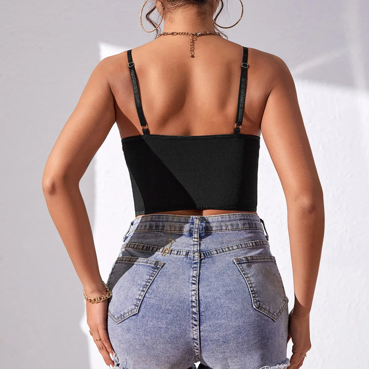 Sexy Lace Embroidered V-Neck Corset Crop
