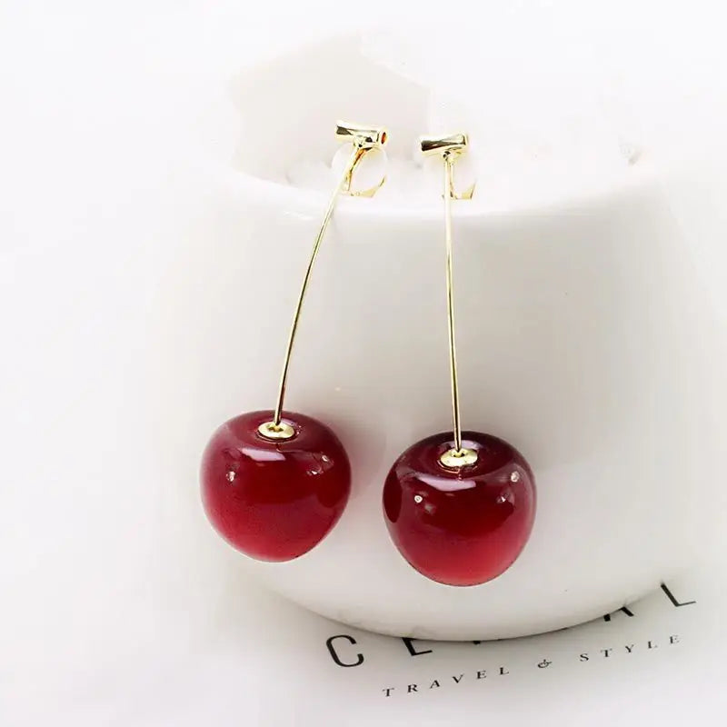 Sweet Red Cherry Drop Earrings – Boho Fruit Inspired Design