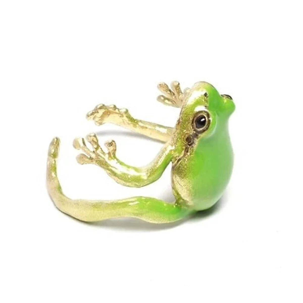 Green Enamel Frog Adjustable Ring – Cute Animal Inspired Jewelry