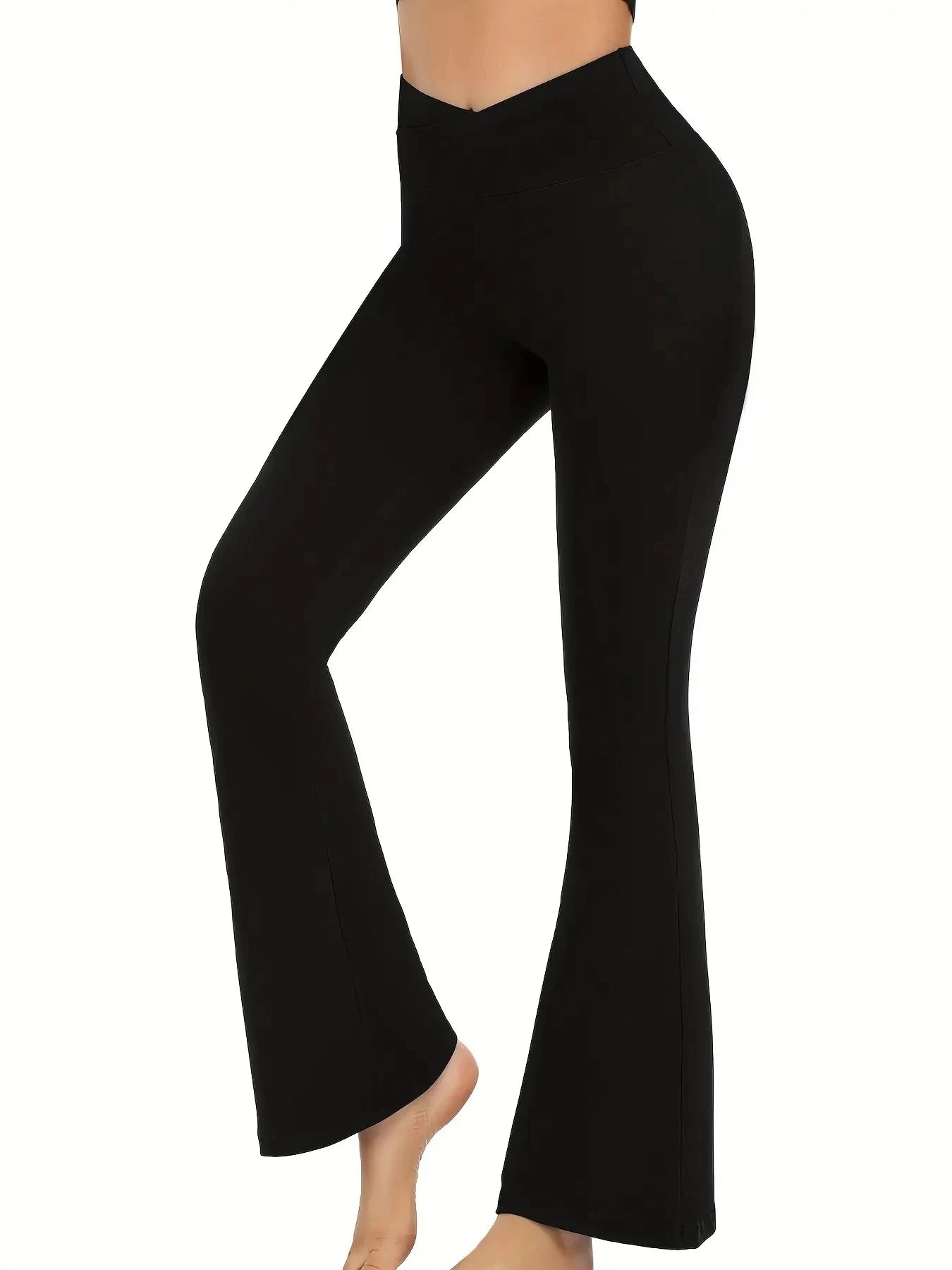 Crossover Flare Leggings – High Waist V-Cut Bootcut Yoga Pants