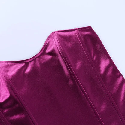 Strapless Satin Corset Tube Top – Solid Color Summer Crop
