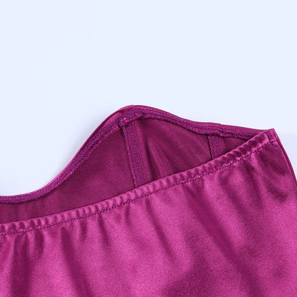 Strapless Satin Corset Tube Top – Solid Color Summer Crop