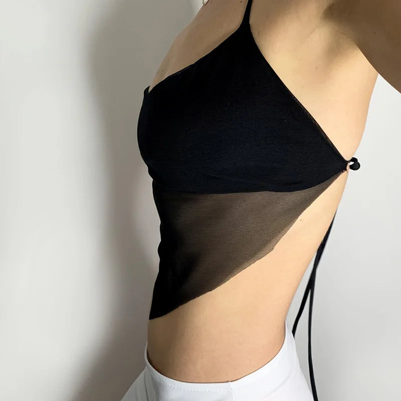 V-Neck Lace-Up Crop Top – Backless Summer Camisole