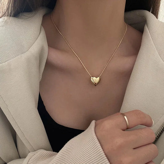 Vintage Gold Heart Pendant Necklace – Multiple Colors and Designs