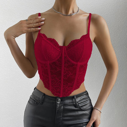 Sexy Lace Embroidered V-Neck Corset Crop