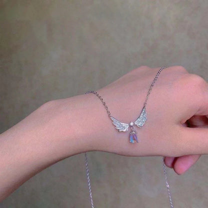 Angel Wings Moonstone Pendant Necklace – Delicate Luxury Jewelry