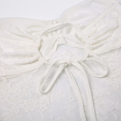 Lace Strapless Corset Crop Top – Backless Bandage Tube Vest