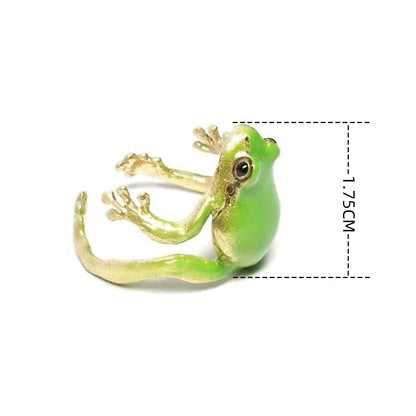 Green Enamel Frog Adjustable Ring – Cute Animal Inspired Jewelry