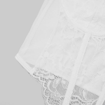 Sexy Lace Embroidered V-Neck Corset Crop