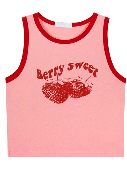 “Berry Sweet” Pink Y2K Off-Shoulder Tank – Vintage 90s Summer Crop Top