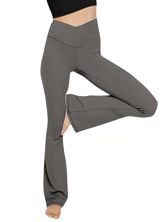 Crossover Flare Leggings – High Waist V-Cut Bootcut Yoga Pants