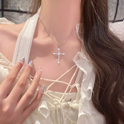 Crystal Zircon Cross Pendant Necklace – Fashion Chain Jewelry for Women