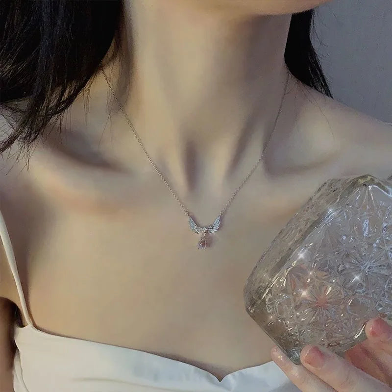 Angel Wings Moonstone Pendant Necklace – Delicate Luxury Jewelry