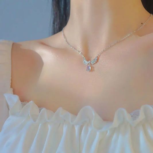 Angel Wings Moonstone Pendant Necklace – Delicate Luxury Jewelry