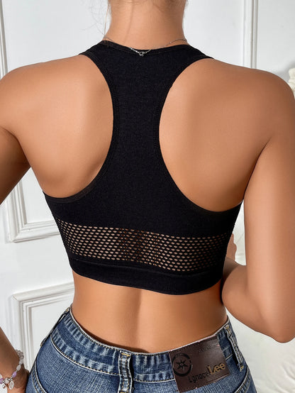 Fishnet Off-Shoulder Crop Tank