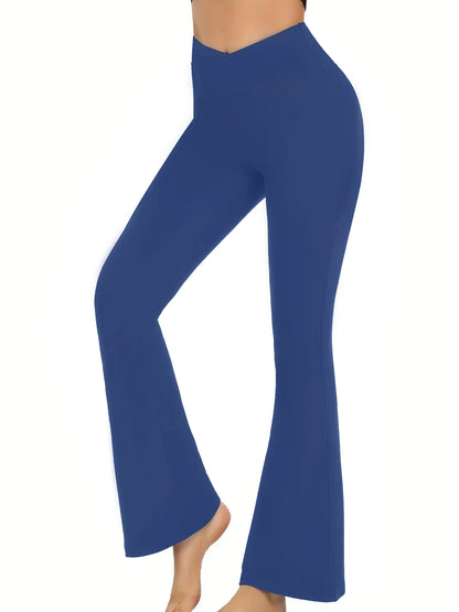 Crossover Flare Leggings – High Waist V-Cut Bootcut Yoga Pants