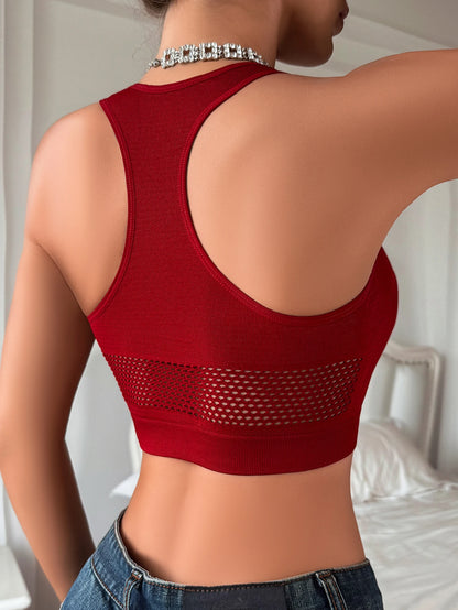 Fishnet Off-Shoulder Crop Tank