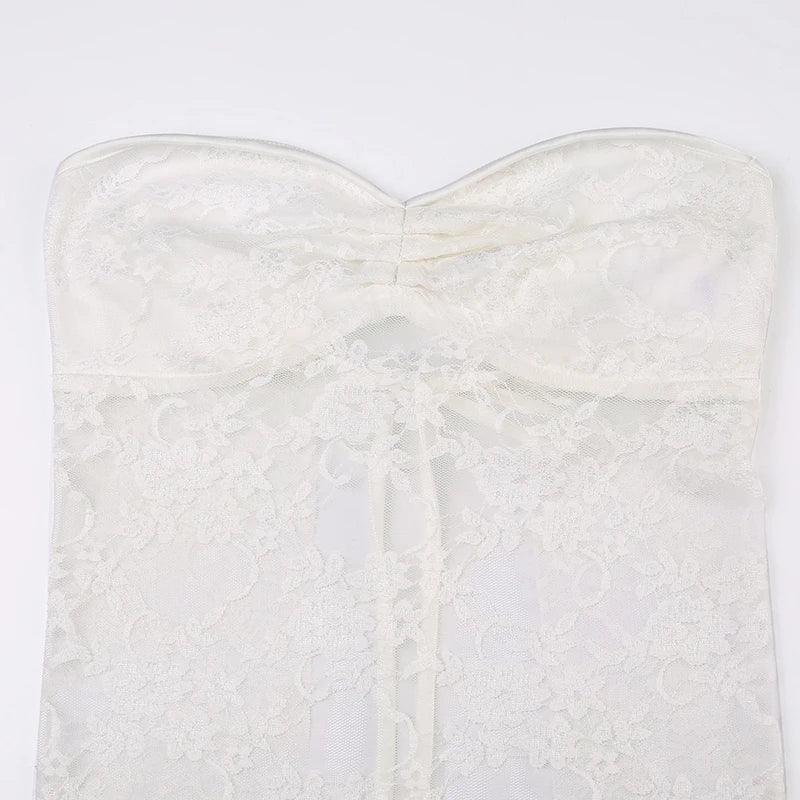 Lace Strapless Corset Crop Top – Backless Bandage Tube Vest