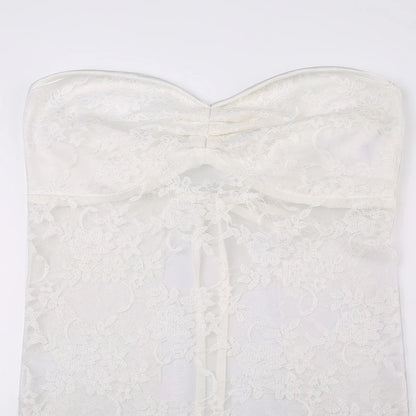 Lace Strapless Corset Crop Top – Backless Bandage Tube Vest