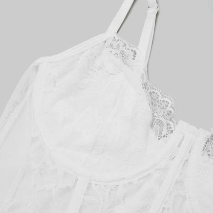 Sexy Lace Embroidered V-Neck Corset Crop