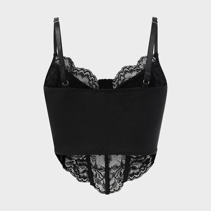 Sexy Lace Embroidered V-Neck Corset Crop
