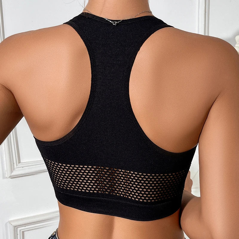 Fishnet Off-Shoulder Crop Tank