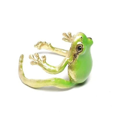 Green Enamel Frog Adjustable Ring – Cute Animal Inspired Jewelry