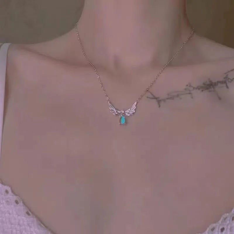 Angel Wings Moonstone Pendant Necklace – Delicate Luxury Jewelry