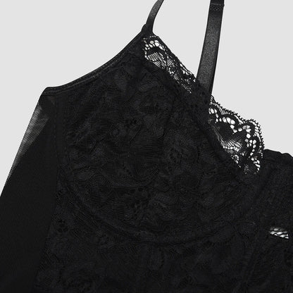 Sexy Lace Embroidered V-Neck Corset Crop