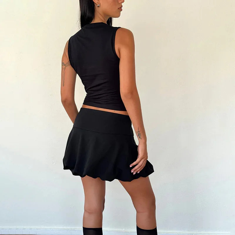 Bow Tie Bandage Crop Top – Y2K Low-Cut Camisole