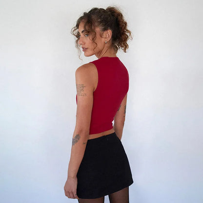 Bow Tie Bandage Crop Top – Y2K Low-Cut Camisole