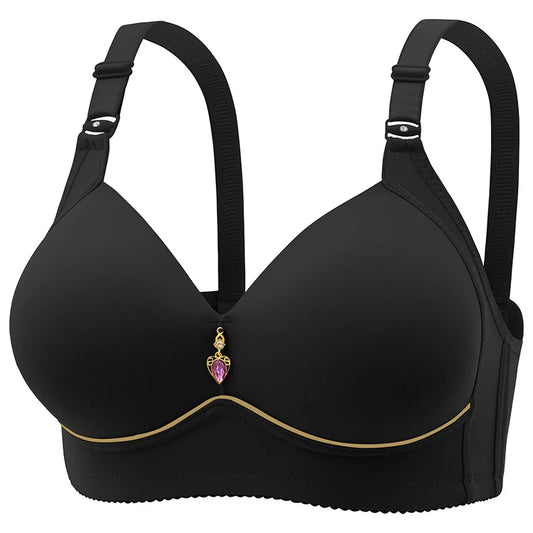 Glossy Thin Cup Wire-Free Bra with Heart Charm