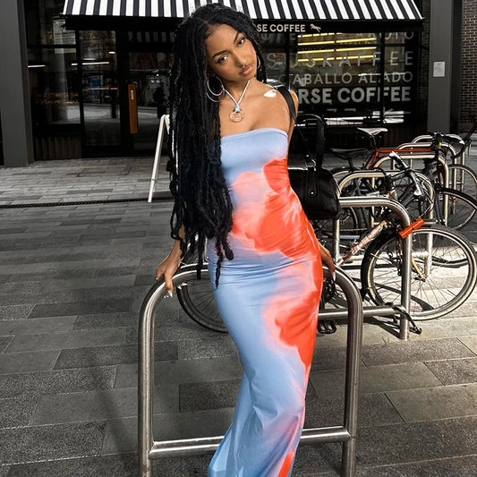 Strapless Printed Tube Maxi Dress – Bodycon Beach Sundress