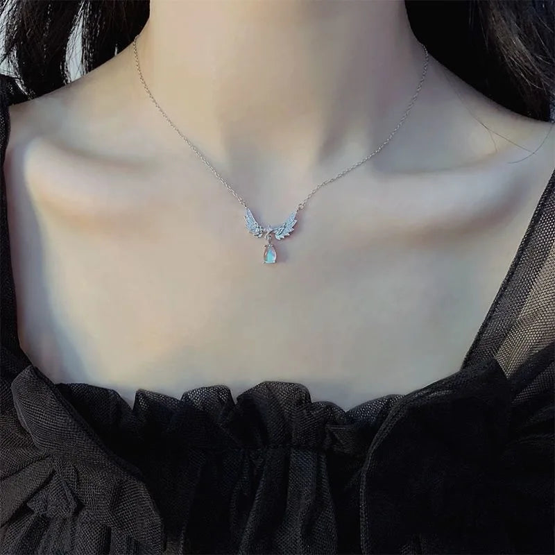 Angel Wings Moonstone Pendant Necklace – Delicate Luxury Jewelry