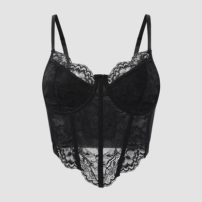 Sexy Lace Embroidered V-Neck Corset Crop